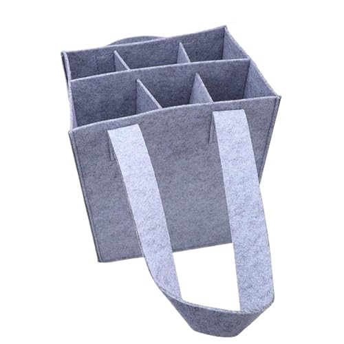 Tote vino fieltro gris de 6 compartimentos en pack de 2 piezas con asas para viaje 2