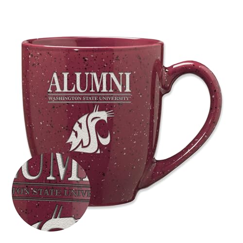 Rico Industries NCAA Washington State Cougars - WSU Alumni 16 oz Team Color Laser Engraved Speckled Ceramic Coffee Mug