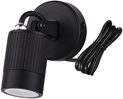 Kerry Outdoor Wall Lights, LED IP65 Adjustable Black Stainless Steel Spotlight with External Cable, Waterproof Mains Powered Exterior Wall Sconce, Security Spot Lights for Porch, Patio, Garden, Garage