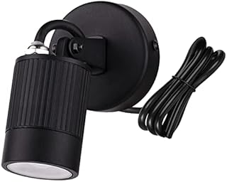 Kerry Outdoor Wall Lights, LED IP65 Adjustable Black Stainless Steel Spotlight with External Cable, Waterproof Mains Powered Exterior Wall Sconce, Security Spot Lights for Porch, Patio, Garden, Garage