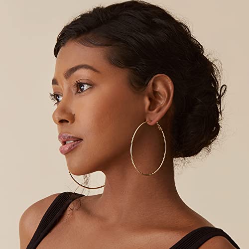 Image of PAVOI Gold Hoop Earrings for Women, 14K Gold Plated Paddle-Back Hoops | Large Hoop Earrings, Lightweight Hoops, Gold Hoops, 925 Sterling Silver Posts