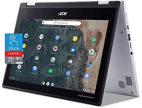 acer 2021 Spin 2-in-1 Convertible Chromebook Laptop, 11.6" Touchscreen, Intel Celeron N4000, 4GB RAM, 128GB Space(64GB eMMC+64GB MSD), USB-C, Bluetooth, Webcam, WiFi, Chrome OS+AllyFlex MP