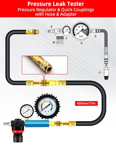 RUIZHI 46tlg Kompressionstester - Druckverlusttester 0-50 Bar | 0-725 Psi, Motortester kompatibel mit Diesel Motoren HDi, TDCi, Kfz PKW LKW M8, M10, M12, M14, M20, M22, M24