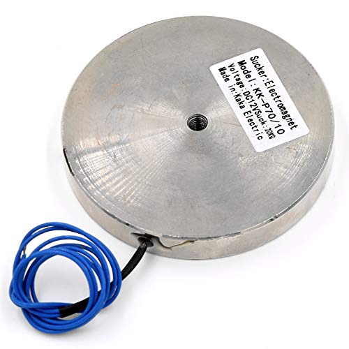 DC 12V 200N 44LB/20Kg Suction Holding Sucker Round Electric Magnet Solenoid Lifting Cylinder Electromagnet 70 x 10mm