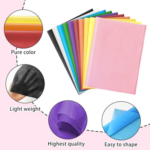 Image of 120 Sheets 20 inchX14 inch Colored Tissue Paper for Gift Bags Wrapping, Art Tissue Paper Bulk for Weddings Birthday Party Crafts Decoration, 10 Colors