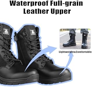 LUDEY Heren Militaire Laarzen Tactische Laarzen Anti-Slip Wandelschoenen Comfortabele Werkschoenen Combat Laarzen Enkel Lopende Schoenen Politie Laarzen Berg Laarzen Zwart 38EU
