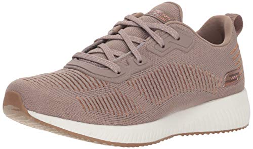 Skechers BOBS SQUAD GLAM LEAGUE, Zapatillas para Mujer, Taupe Engineered Knit/ Rose Gold Trim, 39 EU