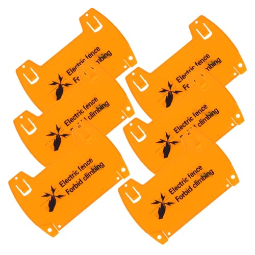 SOLUSTRE 6pcs Electric Fence Warning Sign Caution Alert for Safety Weatherproof Plastic Deterrent for Climbing and Trespassing