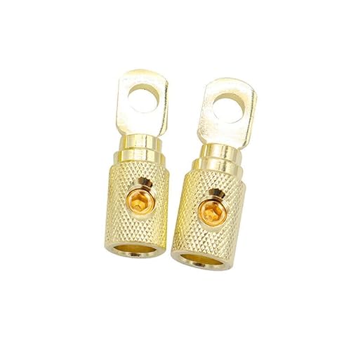 2PCS Car Wire Coupler Terminal Butt Connector 0 4 8 GA Gauge Joiner Screw Ring (8 AWG,Golden)