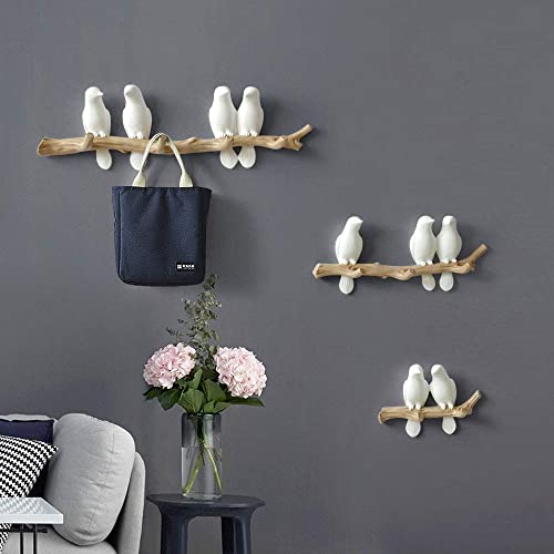 Clothes Coat Hooks Wall Mounted Coat Rack White Stick, 4 Birds Hooks Coat Hanger Rack, Space Saving Hanger For Wall, Entryway Hanger With Pegs,Coats,Scarves (White 4Birds Hooks) #TOP4