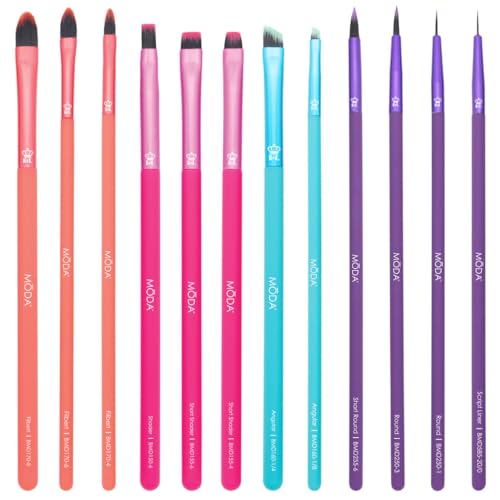 MODA Bold Artistry Makeup Brush 12pc Kit - Vegan and Cruelty-Free Synthetic Brushes
