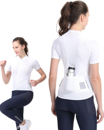 Lo.gas Fahrradtrikot Damen Kurzarm Atmungsaktiv Radtrikot Damen Kurzarm Fahrrad Trikots Mit Rückentaschen