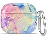 Olytop for AirPods 4 Gen Case 2024, Cute Marble Print Air pods Pro 4th Generation Protective Hard Skin Women Girl with Keychain for Apple iPod 4th Gen Case, Violet Marble