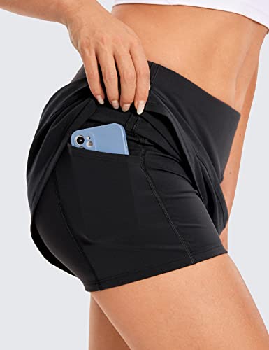 Crz Yoga Women's Lightweight High Waisted Tennis Skirts A Line Athletic Workout Running Sports Golf Skorts With Pockets Black Small #TOP4