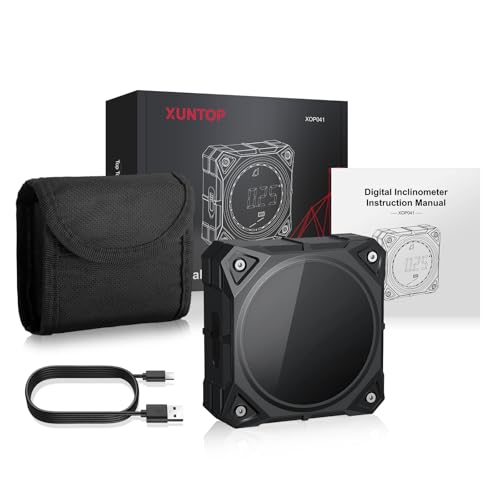 XUNTOP Digitaler Winkelmesser Neigungsmesser Neigungswinkelmesser mit LED Display Vierseitig magnetisch Type-C für Holzarbeiten, Werkstätten, im Freien