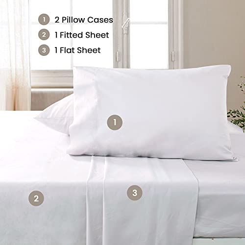 Milano Luxury Collections Cotton And Polyester Blend Bed Sheet - Breathable And Soft Bedding Sheet With 15 Inches Durable Deep Pockets - 4-Piece Bedsheet Set - King/Queen Size (White, Queen) #TOP1