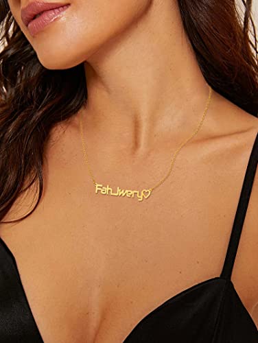 Fahjwery Custom Name Necklace Personalized 18K Gold Plated Nameplate Customized Jewelry Gift For Women Girls #TOP1