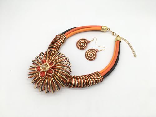 Statement African Necklace For Women African Jewelry Costume Earring Sets Tribal Fashion Colorful Big Rhinestone Crystal Pendent Collar Choker Bold Chunky Bib Handmade4