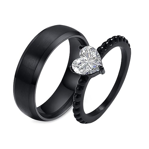 Bague fiancaille couple le cadeau de mariage idéal en acier et zirconium