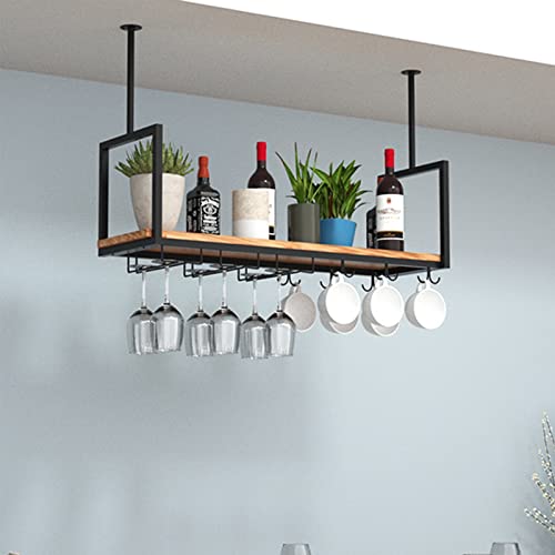 Support suspendu plafond en métal noir pour verres et cuisine
