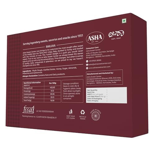 Image of ASHA SWEETS Baklava Assorted Sweets (Pack of 10 X 250 Grams), Premium Sweet Perfect for Gifting and Snacking, Turkish Delight Made With Fresh Ingredients