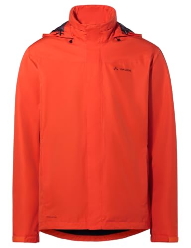 VAUDE Herren 2-Lagen Fahrrad- Regenjacke Escape Bike Light Jacket, leicht, wasserdicht, winddicht und atmungsaktiv, glowing red/black, XL