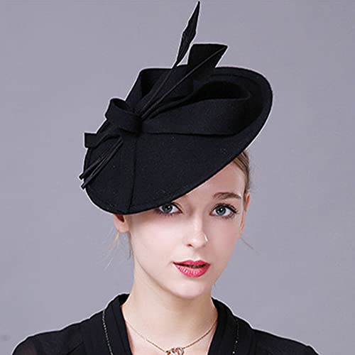 Himesport Wool Felt Elegant Fedora Hats Women Fascinators Wedding Hat With Hoop Feather Pillbox Hats Lady Formal Church Derby Dress Fedoras #TOP2