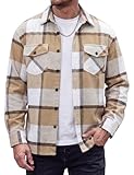 MAGCOMSEN Men's Flannel Shirt Long Sleeve Lightweight Shirt Jacket Button Down...