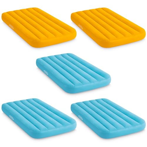 INTEX 66803EP Cozy Kidz Inflatable Airbed: Fiber-Tech – Velvety Soft Surface – Carry Bag Included – Color May Vary – 34.5" x 62" x 7", 5 Pack