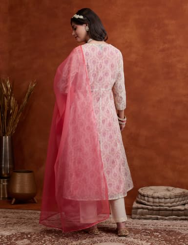 Image of Amazon Brand - Myx Women's Layered Kurta Set with Dupatta | Salwar Suit Set (Available in Plus Sizes)