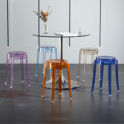 Taburetes de bar apilables de acrílico transparente, taburetes de cocina sin respaldo para sala de estar y oficina, - imagen 3