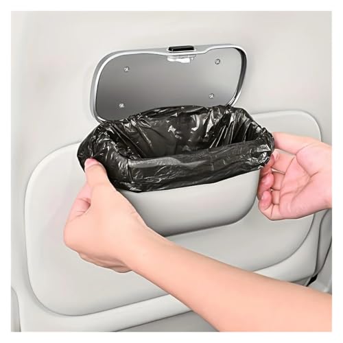 Basurero para coche multifuncional con tapa botón negro colgante 4