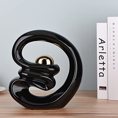 Black Ceramic Decor Accent, Home Decor Modern Abstract Art Ceramic Statue For Living Room Office Dining Room, Home Decorations, Table Decorations For Living Room Office,Modern Ceramic Statue Decor #TOP3