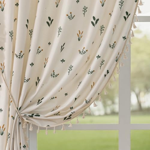 F-CHU Boho Floral Curtains 63 Long Patterned Curtain for Bedroom