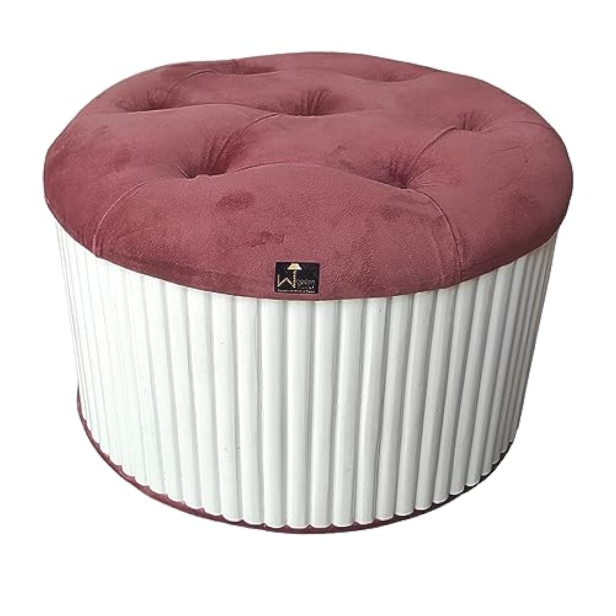 Handmade Tufted Solid Wood Pouffe Ottoman