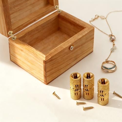 HOJLKLD 8Pcs 8 mm Hidden Brass Barrel Hinges, 180 Degree Opening Angle Concealed Furniture Hinges for DIY Jewelry Box Hand Craft (8, 8mm)