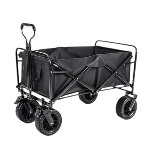 ZXNANA Gartenwagen, tragbarer Campingwagen für den Außenbereich, Kleiner Outdoor-Wagen, Faltbarer Picknickwagen, Stand, Faltbarer Kleiner Wagen (Black)