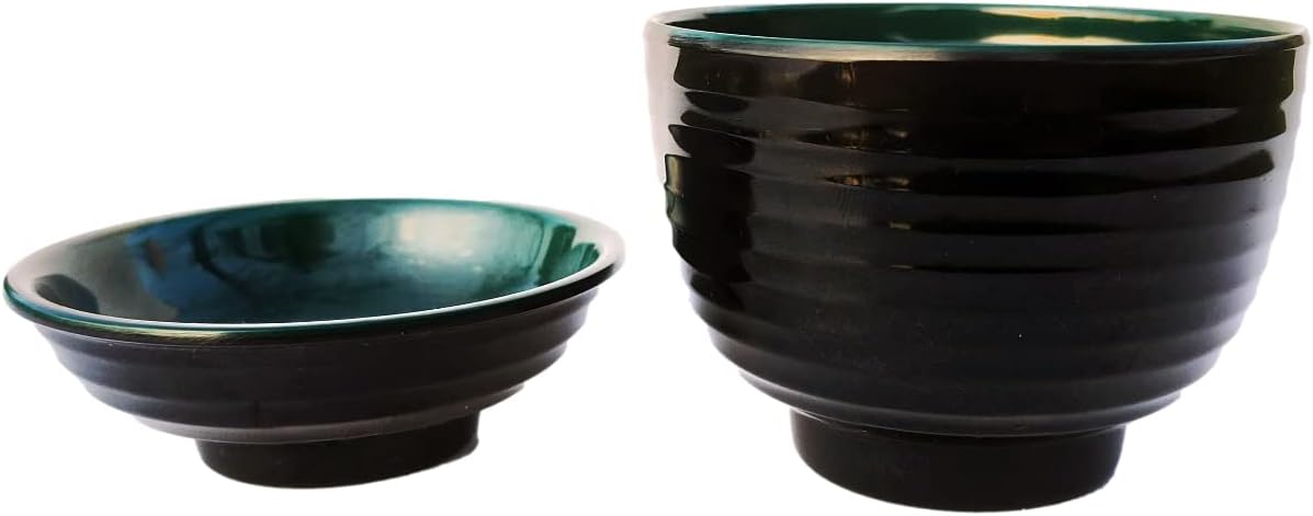  | 8 Pieces Japanese Style. 4 Melamine Miso & Rice Bowls Set. Plus Tops like Soy Sauce bowl Plates Included. 8 oz. Japan, Korean & Chinese Food Portion Control Ramen Soup Capable. By Vallenwood: Rice Bowls