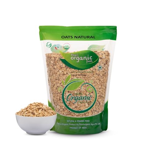 Pearl Organic Fresh Rolled Oats 400g | Wholegrain High Fibre, High protein Oats Gluten Free | Keeps You Fuller Longer | Perfect for overnight oats, smoothies & baking