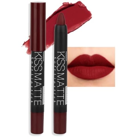 evpct Deep Dark Red Matte Lipstick & Lip Crayon Set Cover