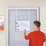 Over the Door Whiteboard - Dry Erase Board for Door with Adjustable 4 Heights - Horizontal & Vertical Installation White Board - Office White Board with Eraser, Magnet, 2 Markers & 2 Hooks