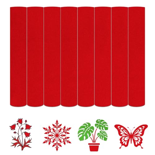 HTVSTD Red Flock HTV Heat Transfer Vinyl 8 Sheets 12×10in Iron on Vinyl