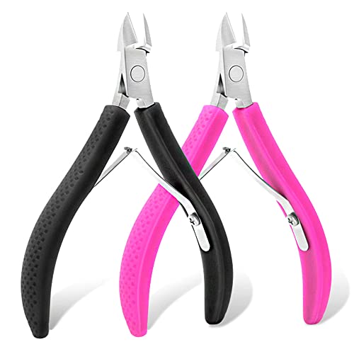 2 tronchesi per cuticole in acciaio inox per cuticole e cuticole, strumenti professionali per la cura delle cuticole, con manico antiscivolo per unghie spesse e incarnite, manicure