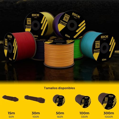 Miniatura 5 de Edcx Paracord 4 Mm, Más De 35 Colores Sólidos 10 M, 15m, 30m, 50m, 100m, 300m Ideal Para Camping, Al Aire Libre Cuerda 100 Nailon 4mm Cuerda Tactica 550 Tipo Iii