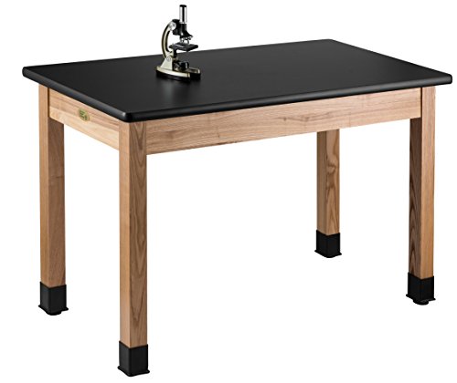 National Public Seating High Pressure Laminate Top Science Lab Table, 24" X 48", Black Top & Ashwood Legs - Image 4