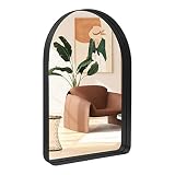 LAKUKU Arched Bathroom Mirror, 22”x30” Black Bathroom Mirror for Wall in Metal Frame, Modern Wall Mi