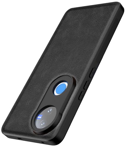 Image of Kapa Tux Leather Back Cover for Vivo T4R / V50 / V50E 5G | Slim Shockproof Camera Protection Bumper Case (Black)