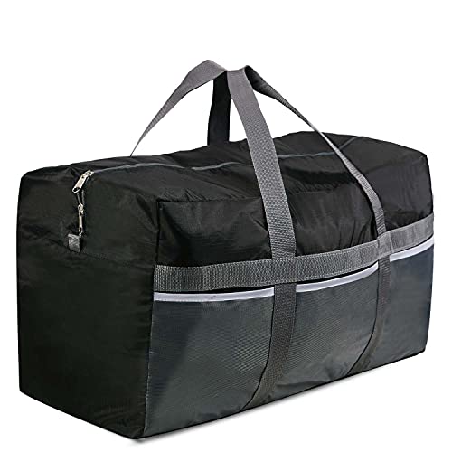 CAMPMOON Large Collapsible Duffle Bags for Men Traveling, Waterproof XL Travel Duffel Bags 96L for Airplane Camping, Black