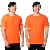 Fruit Of The Loom Mens Eversoft Cotton Shirts, Breathable & Moisture Wicking With Odor Control, Sizes S-4x, Crew - 2 Pack - Safety Orange, X-Large US