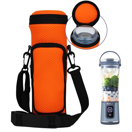 NUENSS-ROR Portable Blender Carrying Bag Case with Lid for Ninja BC151 Blast Portable Blender, Storage Sleeve Bag with Adjustable Crossbody Strap and Pocket (Orange)
